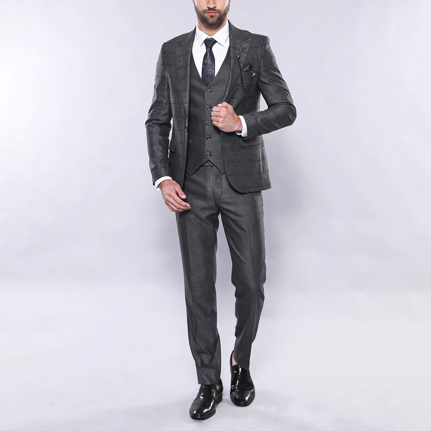 Tanner 3-Piece Slim Fit Suit // Smoke (Euro: 44) - wessi - Touch of Modern