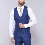 Spike Slim Fit Plaid 3-Piece Vested Checked Suit // Blue (Euro: 50)