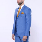 Zedd Slimfit Plain 3-Piece Vested Suit // Blue (Euro: 58)