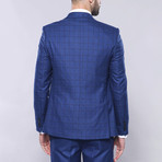 Spike Slim Fit Plaid 3-Piece Vested Checked Suit // Blue (Euro: 54)