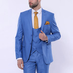 Zedd Slimfit Plain 3-Piece Vested Suit // Blue (Euro: 56)