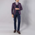 David 3-Piece Slim Fit Suit // Blue + Purple (Euro: 46)