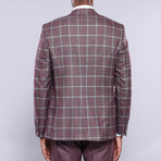 Ford Slim Fit Plaid 3-Piece Vested Suit // Burgundy (Euro: 58)