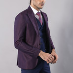 David 3-Piece Slim Fit Suit // Blue + Purple (Euro: 56)