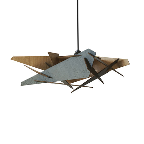 Light Gray Wing Wood Pendant Light