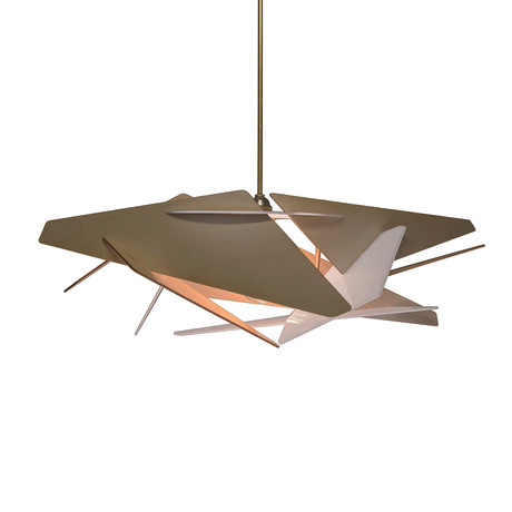 Light Brown Wing Wood Pendant Light