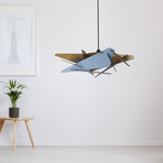 Baby Blue Wing- Wood Pendant Light