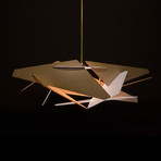 Light Brown Wing Wood Pendant Light