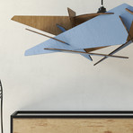 Baby Blue Wing- Wood Pendant Light