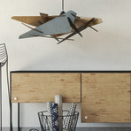 Light Gray Wing Wood Pendant Light