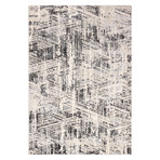 Power Loom Contemporary Polypropylene + Polyester Rug // Beige + Gray // V1 (2'6" X 8')