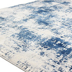 Power Loom Contemporary Polypropylene + Polyester Rug // Ivory + Blue // V1 (2'6" X 8')