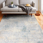 Power Loom Contemporary Polypropylene + Polyester Rug // Teal + Gray (2'6" X 8')