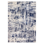 Power Loom Contemporary Polypropylene + Polyester Rug // Ivory + Blue // V2 (2'6" X 8')
