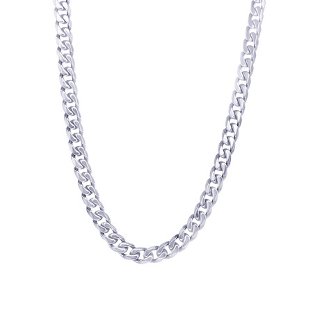 Polished Stainless Steel Curb Link Necklace // 4.6mm // Silver // 22" (18")