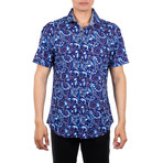 Weber Short-Sleeve Button-Up Shirt // Navy (S)