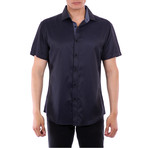 Marcus Short-Sleeve Button-Up Shirt // Navy (L)