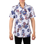 Floral Short Sleeve Button-Up Shirt // White (3XL)