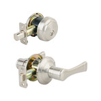 Brink's // Push Pull Rotate Harper Non-locking Lever and Deadbolt Combo Pack // Satin Nickel // Set of 2