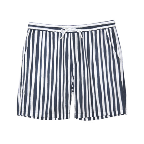 Hampus Uneven Stripe Shorts // Navy Blazer (XS)