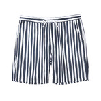 Hampus Uneven Stripe Shorts // Navy Blazer (M)