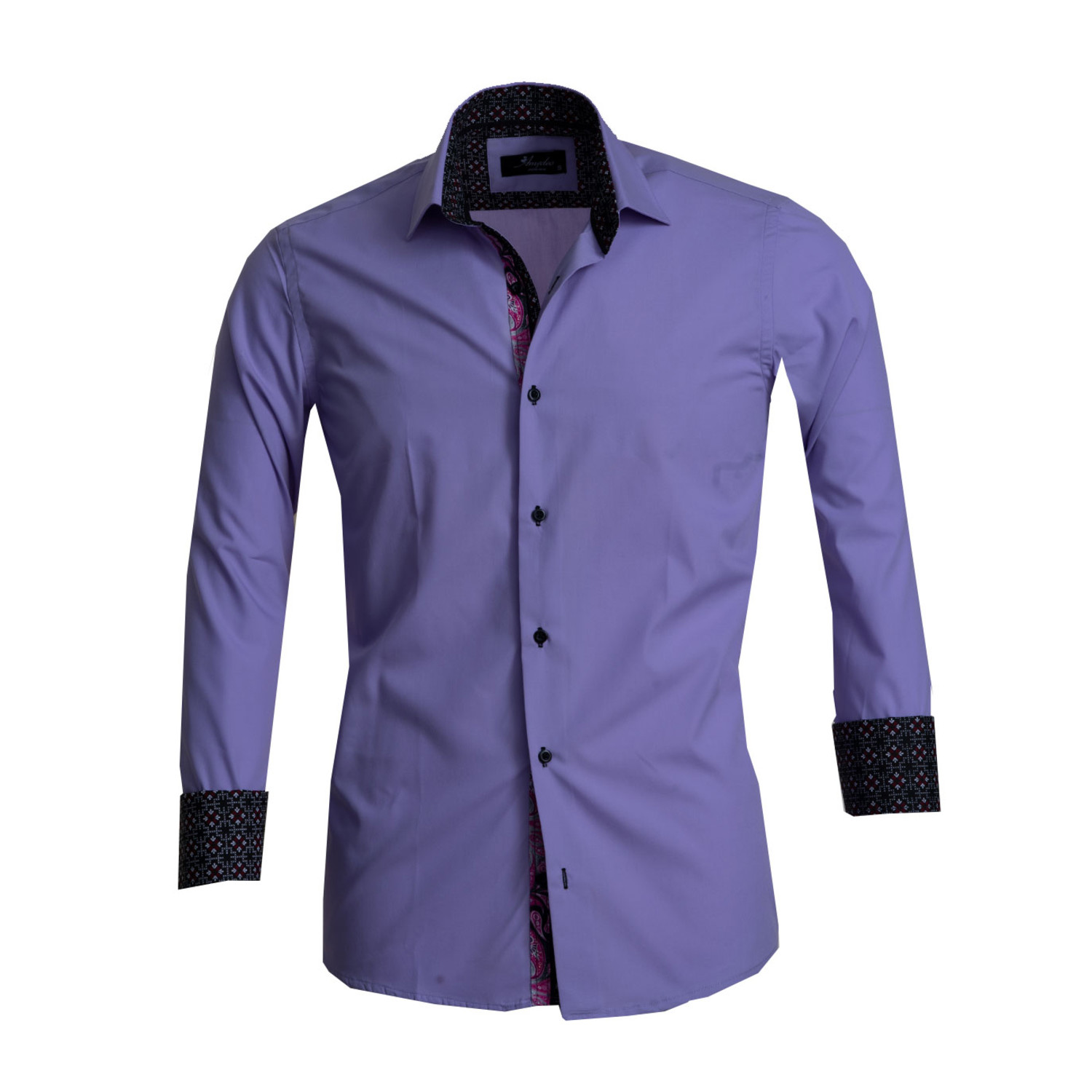 Reversible Cuff French Cuff Dress Shirt // Purple (XL) - Amedeo ...
