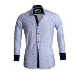 Amedeo Exclusive // Reversible Cuff French Cuff Dress Shirt // Off White + Navy Blue (S)