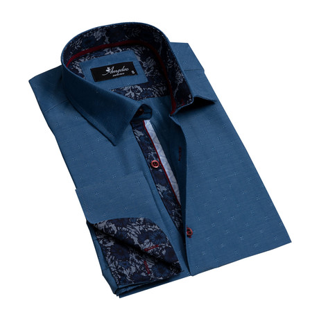 Reversible French Cuff Dress Shirt // Textured Dark Blue (XS)