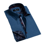 Reversible French Cuff Dress Shirt // Textured Dark Blue (M)