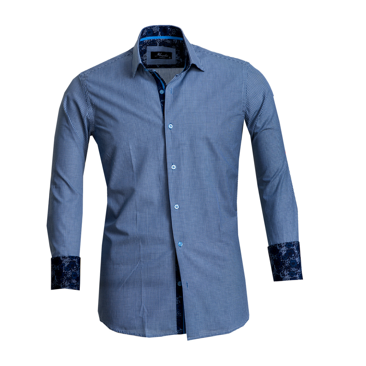 Reversible French Cuff Dress Shirt // Blue Checkered Print (XS ...