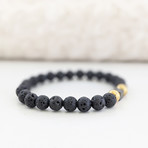 Lava Bead Bracelet // Black + Gold