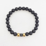 Lava Bead Bracelet // Black + Gold