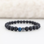 Lava + Apatite Bead Bracelet // Black + Blue