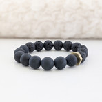 Agate + Lava Bead Bracelet // Black + Gold