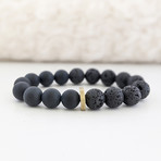 Agate + Lava Bead Bracelet // Black + Gold
