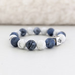 Howlite + Sodalite Bracelet // White + Blue + Silver