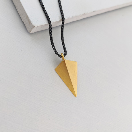 Arrow Pendant Necklace // Brass + Black