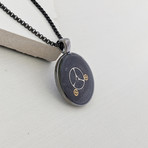 Round Watch Gear Pendant Necklace // Black + Gunmetal + Gold