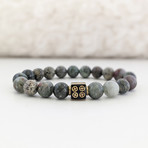 African Bloodstone + African Turquoise Bead Bracelet // Olive + Brass