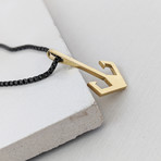 Anchor Pendant Necklace // Brass + Black