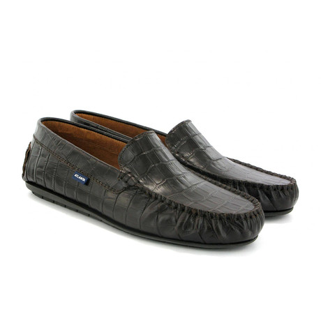 Vamp Mocassin // Crocodile Embosed Leather // Dark Brown (40)