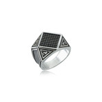 Zircon Stone Prism Ring // Black + Silver (11.5)