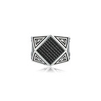 Zircon Stone Prism Ring // Black + Silver (9)