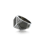 Zircon Stone Prism Ring // Black + Silver (10)