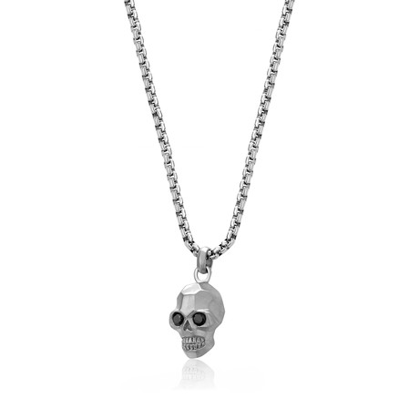 Skull Pendant Necklace // 22" (Gray Stardust)