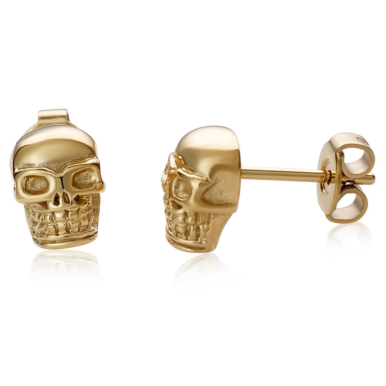 Polished Skull Stud Earrings (Gold) - Italgem - Touch of Modern