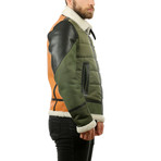 Arrington Leather Jacket // Green + Orange (3XL)