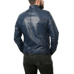 Donald Leather Jacket // Blue (XL)