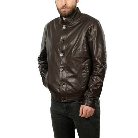 Jared Leather Jacket // Brown (XS)