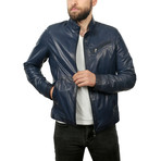 Donald Leather Jacket // Blue (XS)